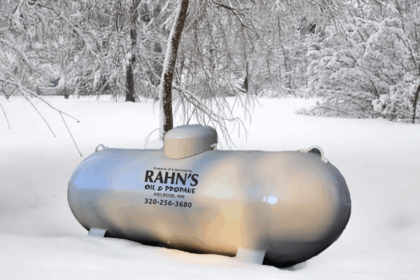 Rahn's propane tank in the snow.
