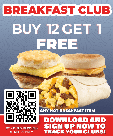 Breakfast Club buy 12 get 1 free any hot breakfast item.